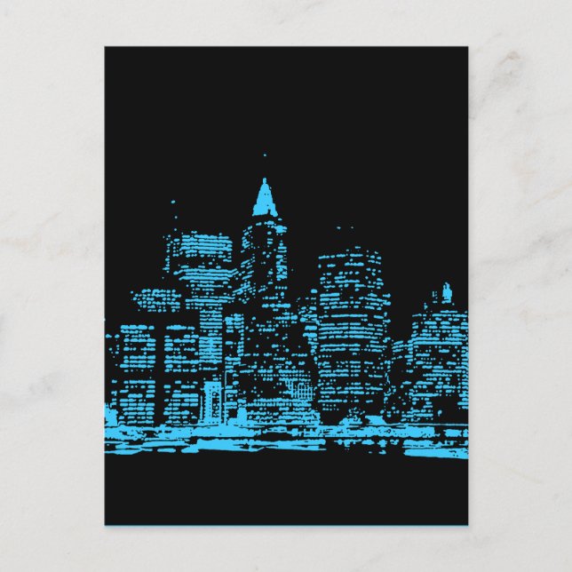 Blue New York City Night Postkarte (Vorderseite)