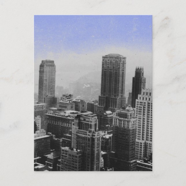 Blue New York City Night Postkarte (Vorderseite)