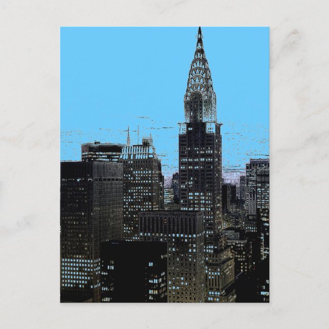 Blue New York City Night Postkarte (Vorderseite)