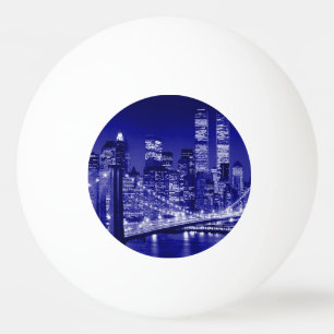 Blue New York City Night Tischtennisball