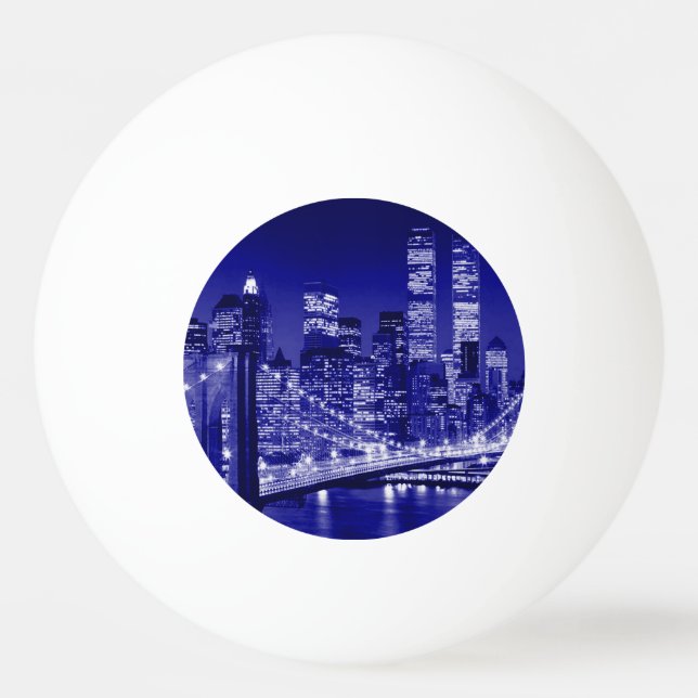 Blue New York City Night Tischtennisball (Vorderseite)