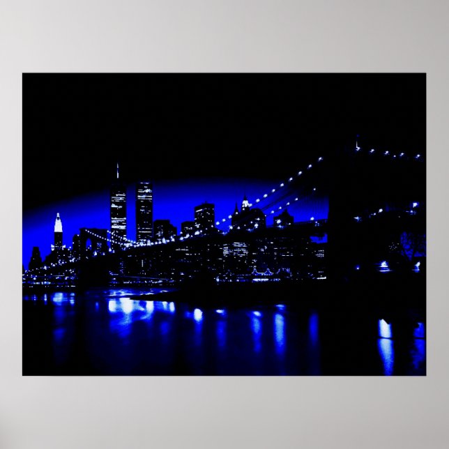 Blue New York City Poster Print (Vorne)