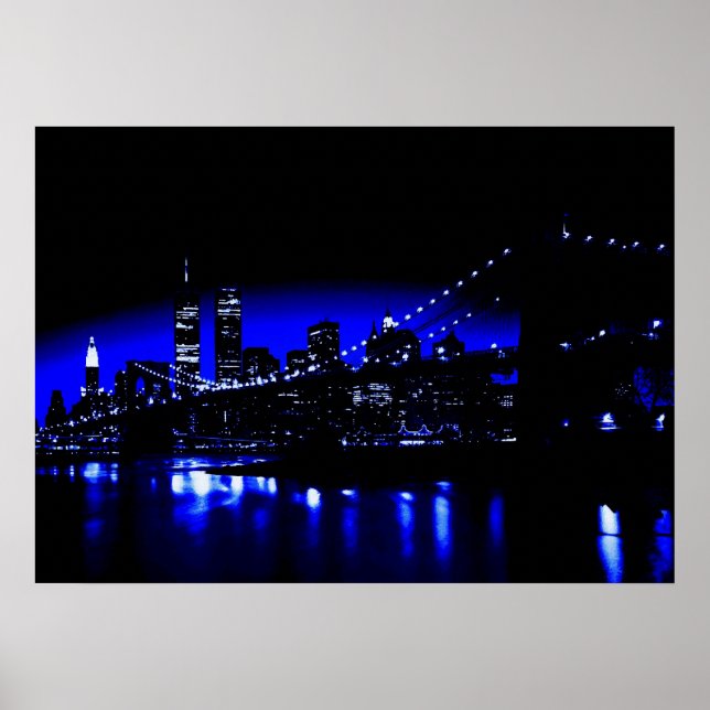 Blue New York City Poster Print (Vorne)