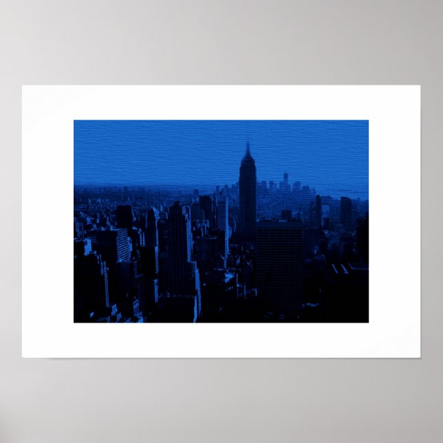Blue New York City White Border Poster (Vorne)