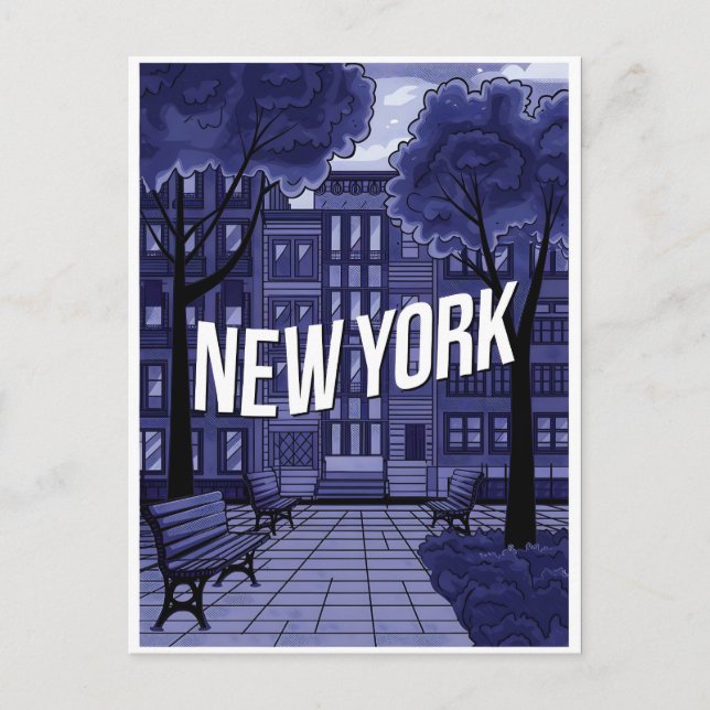 Blue New York Postcard Postkarte (Vorderseite)
