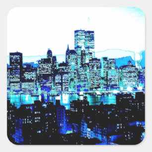 Blue New York Quadratischer Aufkleber