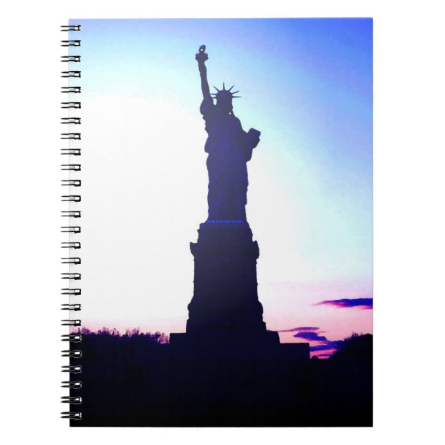 Blue New York Sunset - Lady Liberty Notebook Notizblock (Vorderseite)