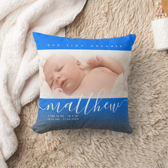 Blue Newborn Baby Foto Glitzer Kissen (Decke)
