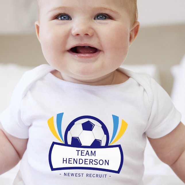 Blue Newest Recruit Custom Soccer Baby Strampler (Von Creator hochgeladen)