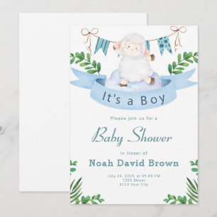 Blue Niedlich Baby Dusche Einladung