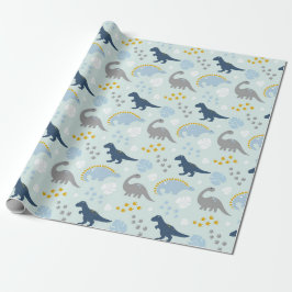 Blue Niedlich Dinosaur Baby Duschmuster Geschenkpapier
