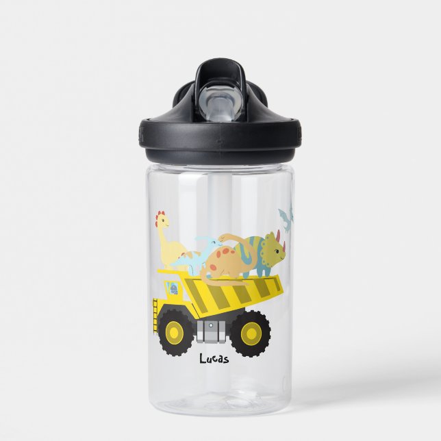 Blue Niedlich fun Dinosaurier Traktor To School DI Trinkflasche (Vorne)