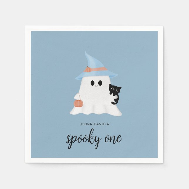 Blue Niedlich Ghost Halloween Spooky Ein Geburtsta Serviette (Vorderseite)