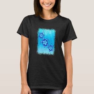 Blue Niedlich Honu Sea Turtles Hawaii Hibiskus T-Shirt