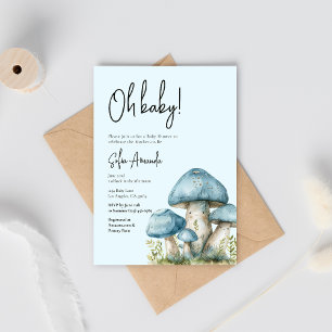 Blue Niedlich Mushroom Baby Dusche Einladung