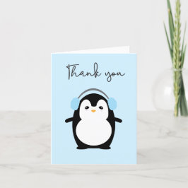 Blue Niedlich Penguin Baby Foto Vielen Dank Ankündigung