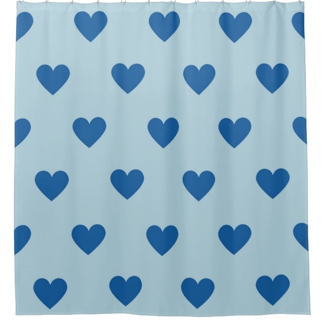 Blue Niedlich Simple Heart Pattern Duschvorhang (Vorderseite)