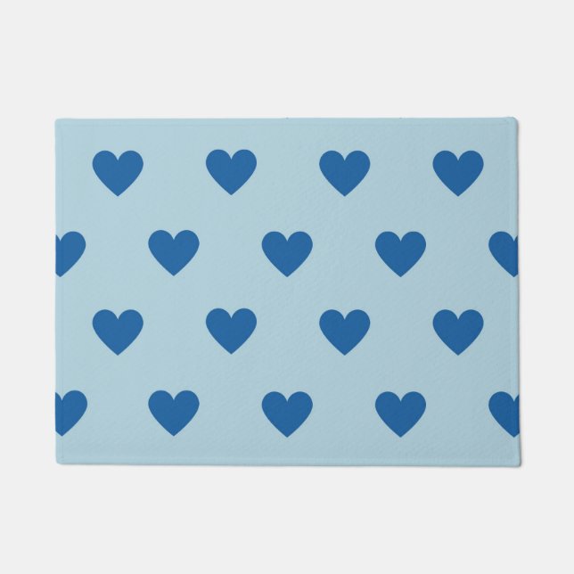 Blue Niedlich Simple Heart Pattern Fußmatte (Vorderseite)
