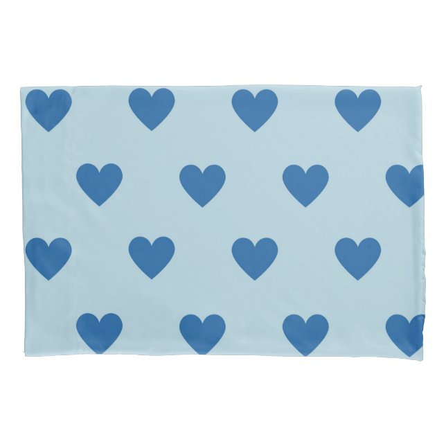 Blue Niedlich Simple Heart Pattern Kissenbezug (Vorderseite)