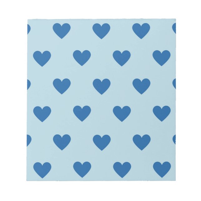 Blue Niedlich Simple Heart Pattern Notizblock (Vorderseite)
