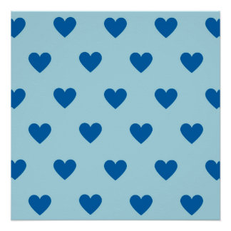 Blue Niedlich Simple Heart Pattern Poster