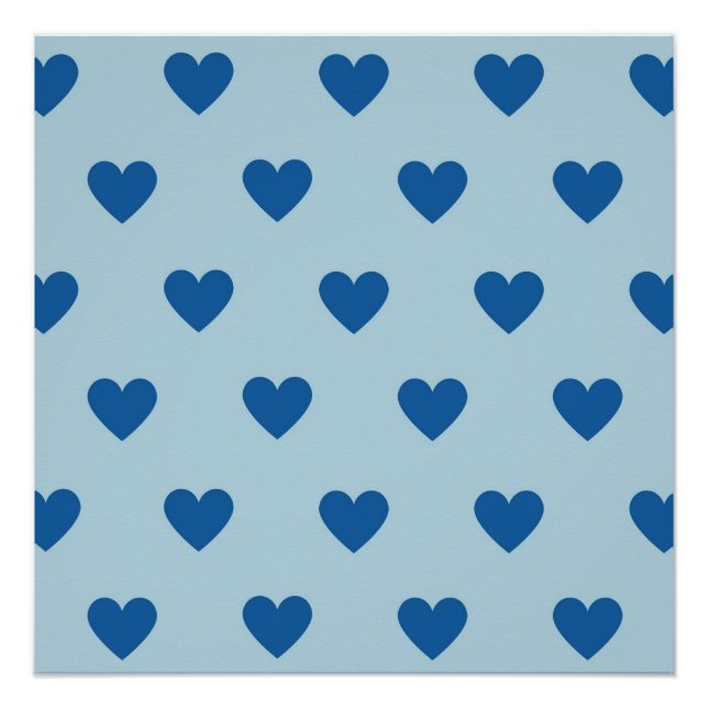 Blue Niedlich Simple Heart Pattern Poster (Vorderseite)