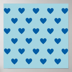 Blue Niedlich Simple Heart Pattern Poster
