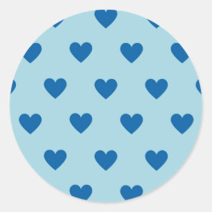Blue Niedlich Simple Heart Pattern Runder Aufkleber