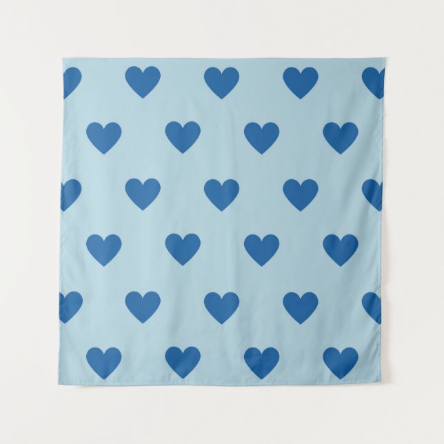 Blue Niedlich Simple Heart Pattern Wandteppich (Vorderseite)