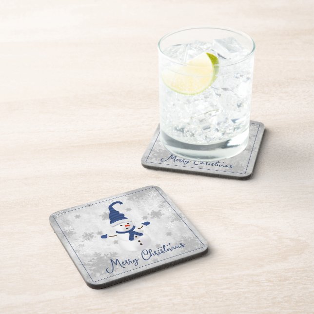Blue Niedlich Snowman Beverage Coaster Getränkeuntersetzer (Rechte Seite)