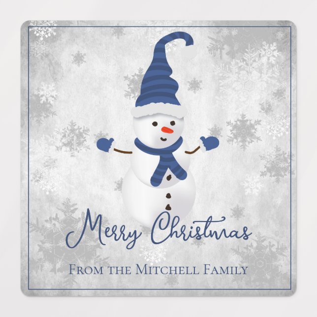 Blue Niedlich Snowman Holiday Baking Labels Etiketten (Design 1)