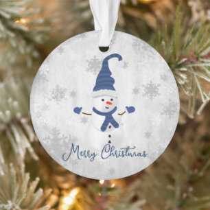 Blue Niedlich Snowman Holiday Ornament