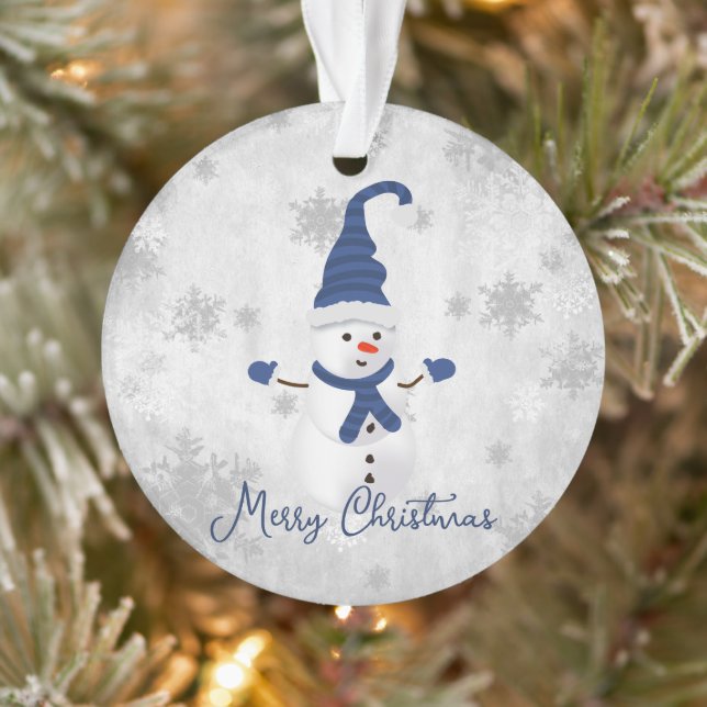 Blue Niedlich Snowman Holiday Ornament (Baum)