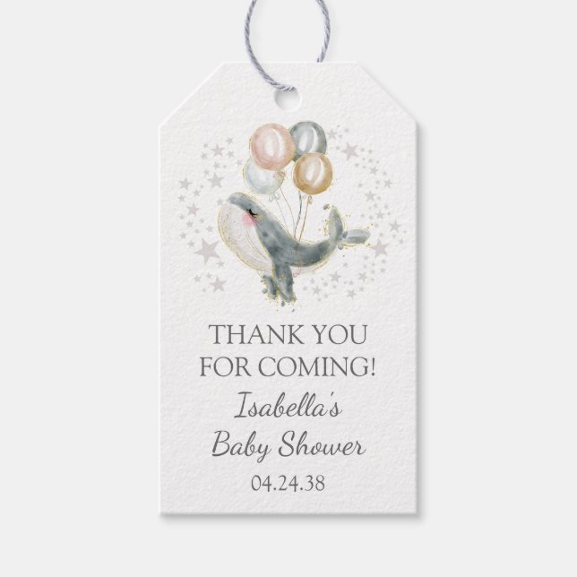 Blue Niedlich Whale Baby Dusche Geschenkanhänger (Vorderseite)