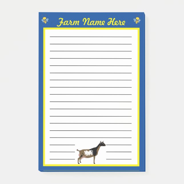 Blue Nigerian Dwarf Dairy Goat & Honey Bee Farm Post-it Klebezettel (Vorderseite)