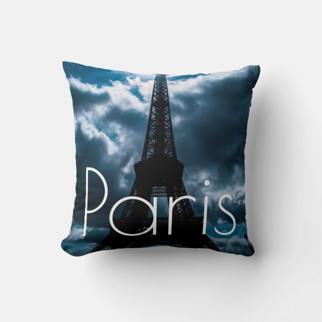 Blue Night Eiffel Tower Paris Frankreich Reisen Kissen (Vorderseite)