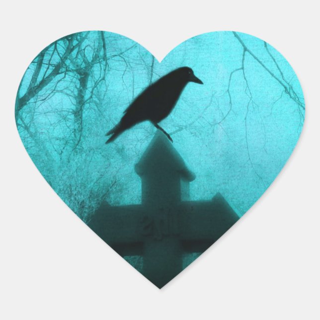 Blue Night Raven Herz-Aufkleber (Vorderseite)