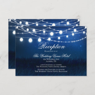 Blue Night & Silver Lights Wedding Reception Card Begleitkarte