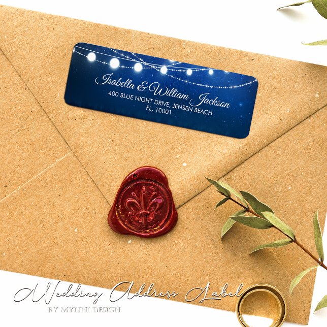 Blue Night & Silver String Lights Hochzeitadresse (Von Creator hochgeladen)