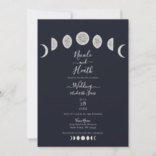 Blue Night Sky Moon Phases Abend Hochzeit Einladung