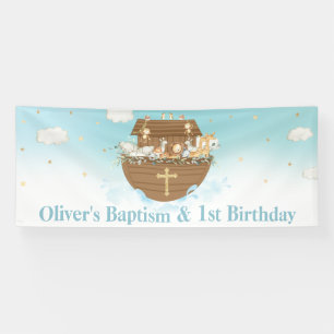 Blue Noah's Ark Boy 1. Geburtstag Taufe Hintergrun Banner