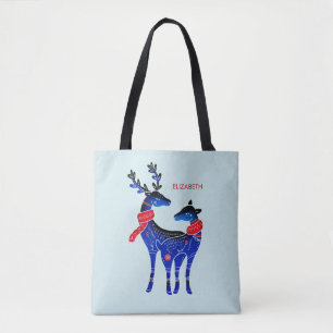 Blue Nordic Christmas Reindeer Pair