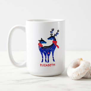Blue Nordic Christmas Reindeer Pair Kaffeetasse