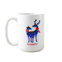 Blue Nordic Christmas Reindeer Pair