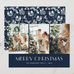 Blue Nordic Fox Foto Collage Frohe Weihnachten