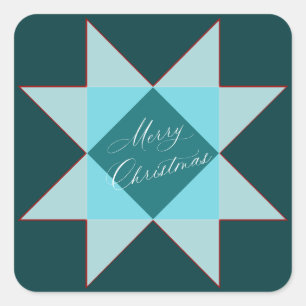 Blue Nordic Star Weihnachten Quadratischer Aufkleber