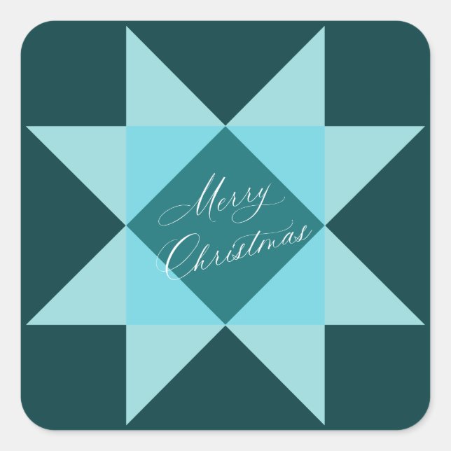 Blue Nordic Star Weihnachten Quadratischer Aufkleber (Vorderseite)