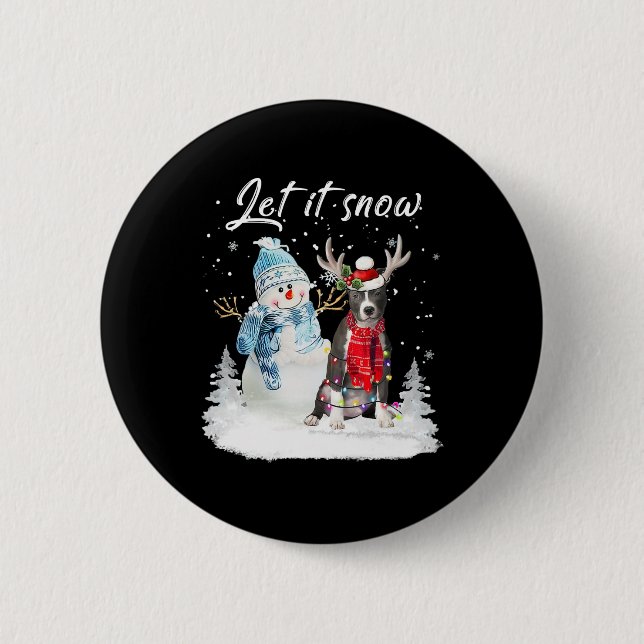 Blue Nose Pitbull Santa Dog Weihnachtsschneemann X Button (Vorderseite)