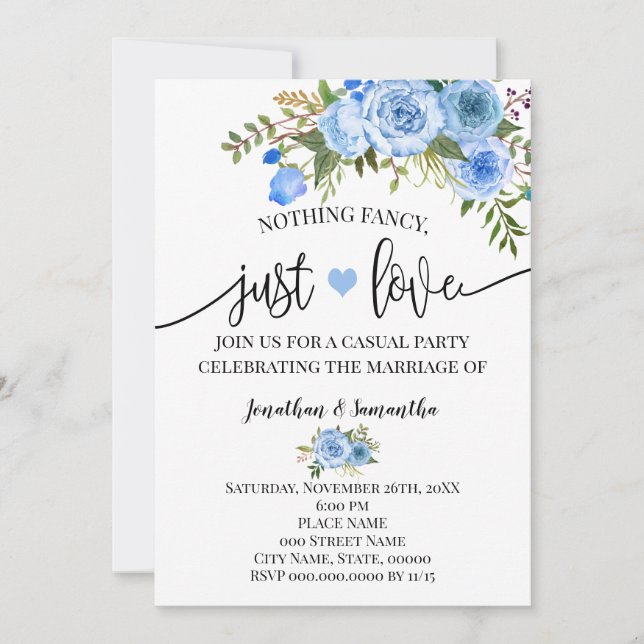 Blue Nothing Extravagant Just Liebe Elopement Einl Save The Date (Vorderseite)