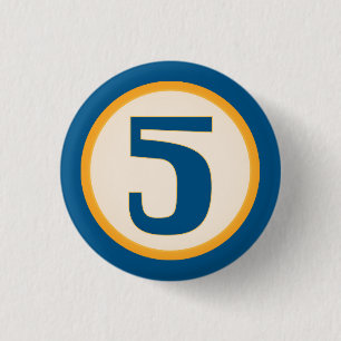 Blue Number 5 Button